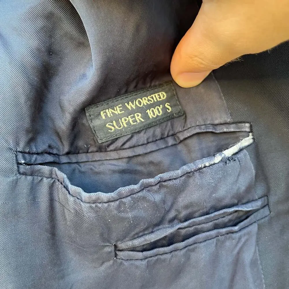 Ermenegildo Zegna 3 Button Off Black Wool Blazer